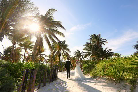 Couple on a destination wedding