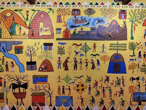 Pithora is a Bheel art tradition which invokes the rain god in areas of less rainfall