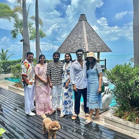 Ram Charan with his friends and family in Thailand
