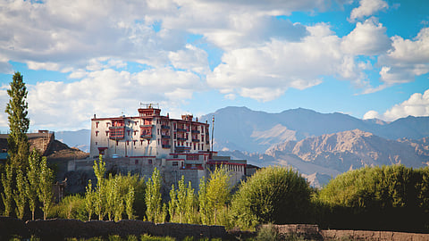 The Stok Palace looks over the valley of Singey Sangpo