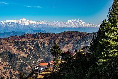 The scenic town of Dhanaulti in Uttarakhand