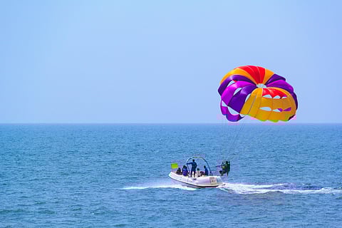 Parasailing near the shores of Candolim Beach