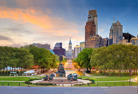 An iconic view of the Philadelphia skyline