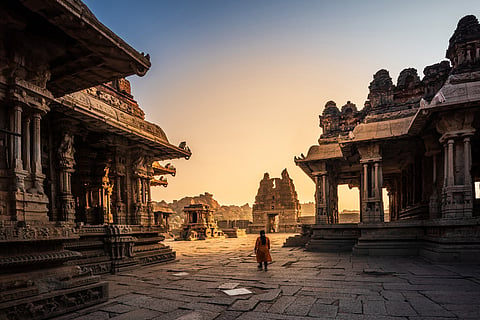 The Vijaya Vitthala Temple in Hampi is carved out of a monolith rock