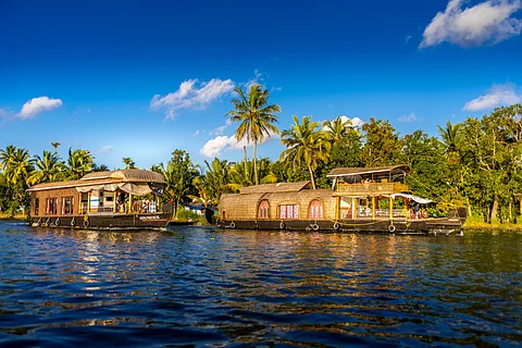 Houseboats on the backwaters of Kerala near Alappuzha