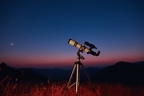 Astronomical telescope for observing stars, planets, Moon, celestial objects in the sky