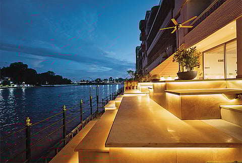 Nighttime ambiance at the ghat