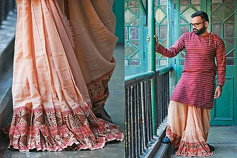 A tant dhuti from Parama Calcutta, a brand focused on Bengal's traditonal textiles