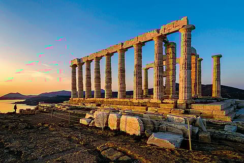 The Temple of Poseidon, located in Cape Sounion