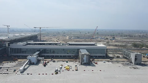Work in progress at Noida International Airport runway