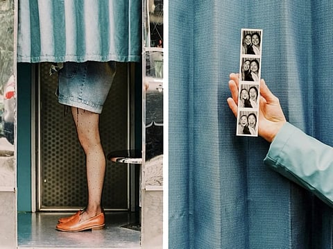 a vintage photo booth in paris, france