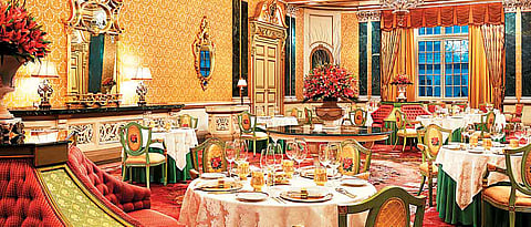 The opulent interiors of Suvarna Mahal restaurant