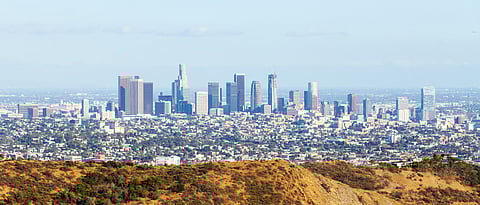 The Los Angeles skyline looks beautiful from afar