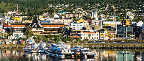 The resort town of Ushuaia at the southern tip of South America
