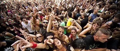 Revellers at Sziget Music Festival