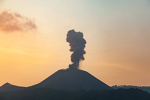 A volcanic ash plume in Barren Island Photo credit Arijay Prasad
