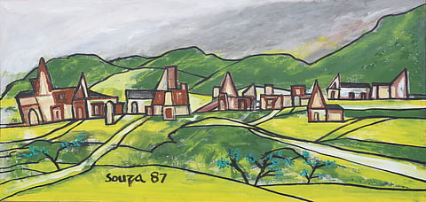 FN Souza's lush landscape work will be an exhibit at the upcoming auction