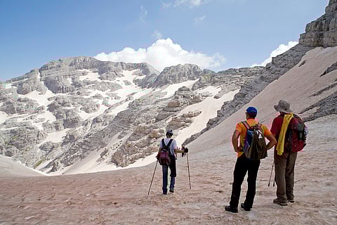 A Group of Trekkers In The Albanian Alps