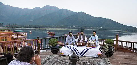 A sufi music performance on the sundeck of the boat at dusk shot on Canon EOS M50