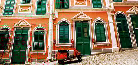 Colonial-style facades remind one of Macao's Portuguese heritage