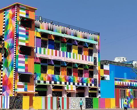 The exterior of the warehouse at Sassoon Dock, which is hosting Part 1 of the Mumbai Urban Art Festival. Credit Ambica Sharma