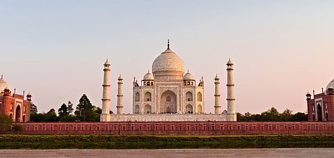 The Taj Mahal at sunset