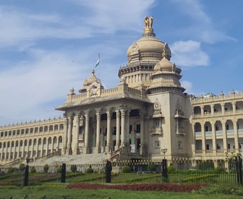 A side view of Karnataka's Legislative House, Vidhana Soudha