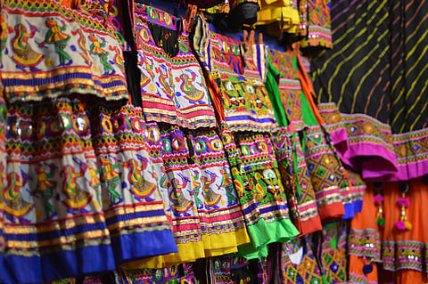 Ahmedabad is known for its colourful textiles.