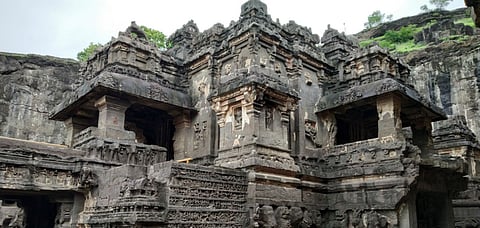 Kailasa temple in Ellora Caves.