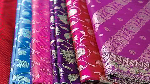 Banarasi saris with their trademark patterns