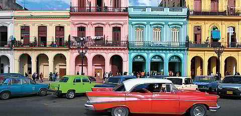 The iconic Paseo de Marti boulevard in Havana, Cuba