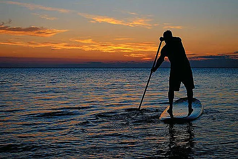 Stand-up paddle boarding at Chilika Lake
