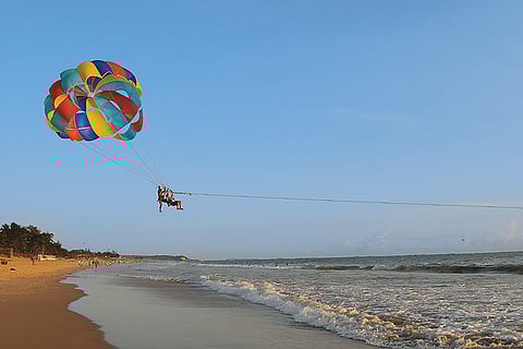 Parasailing off Baga beach, Goa