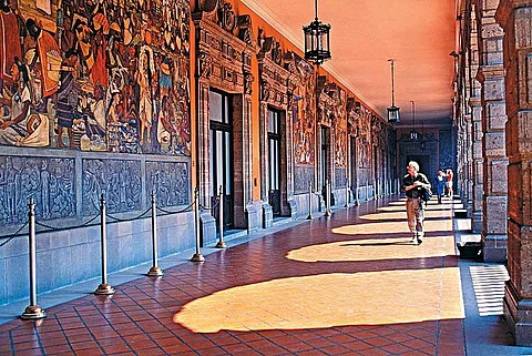 Murals by Diego Rivera inside Mexico City's National Palace