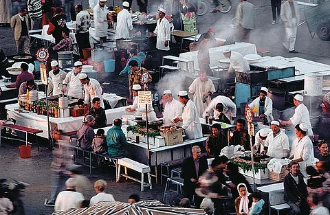 Food stalls at Jemaa El Fna, the central square of Marrakesh