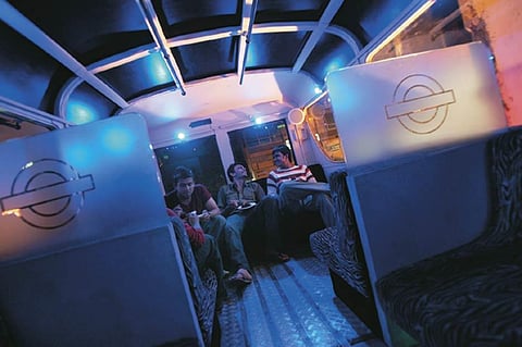 Chilling inside the double-decker at 11 East Street