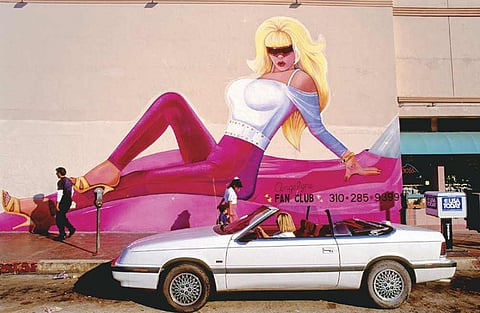 Los Angeles icons Angelyne and a convertible