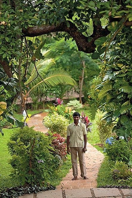 A gardener at the Lazy Days' villa in Saipem