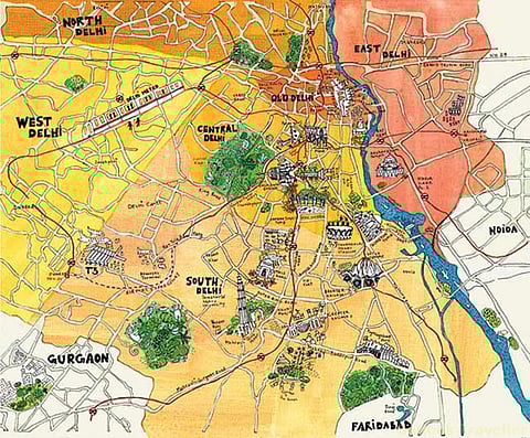 Delhi's map