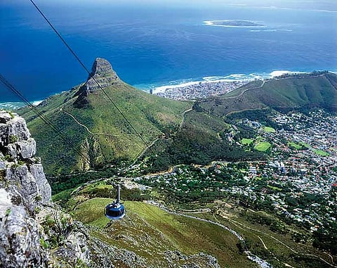 A cable car to Table Mountain