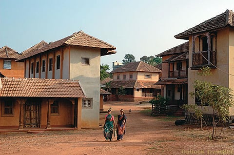 View of the houses at the Hasta Shilpa Heritage Village in Manipal, Karnataka