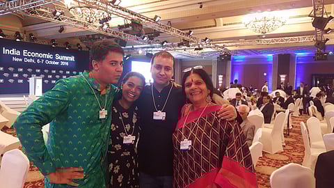 Parmesh Shahani with Chetna Sinha at the WEF summit in Delhi in 2014
