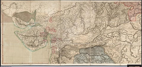 Aaron Arrowsmith founded a literal dynasty of cartographers. Displayed here is part of his gigantic 1816 map of India, which covered nine sheets.