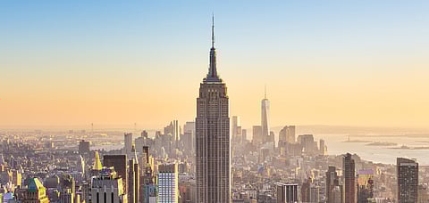 The New York city skyline with the Empire State Building