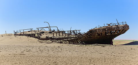 Shipwreck Eduard Bohlen at Skeleton Coast, Namibia