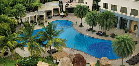 The eye catching pool at Novotel Hyderabad Convention Centre