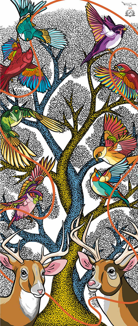 A portion of the mural