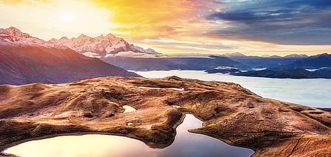 Sunset on the Koruldi Lakes in Georgia
