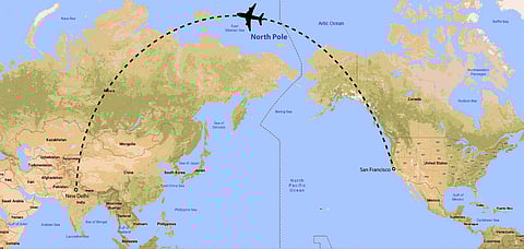 Air India has become the first Indian airline to fly commercial flights over North Pole