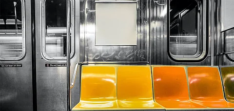 Interiors of a subway car in New York